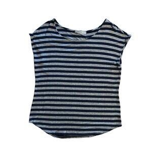 Ricki's Navy Gray Striped Capped Sleeve Tee Medium Classiccore Parisian Chic